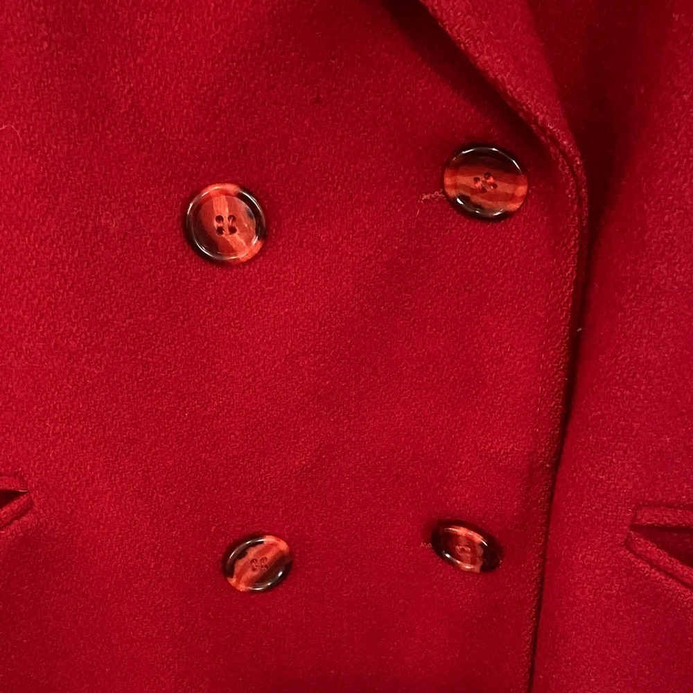 USA Made! Rare Red Double-Breasted Women's wool coat - Picture 2 of 8